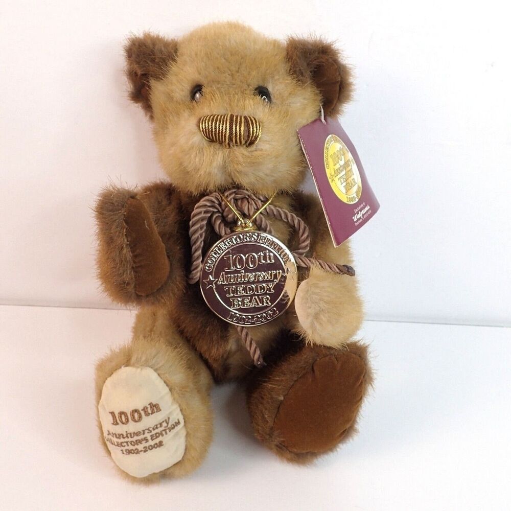 Walgreen's 2002 100th Anniversary Teddy Bear 8" Plush Toy Stuffed Animal w Tags
